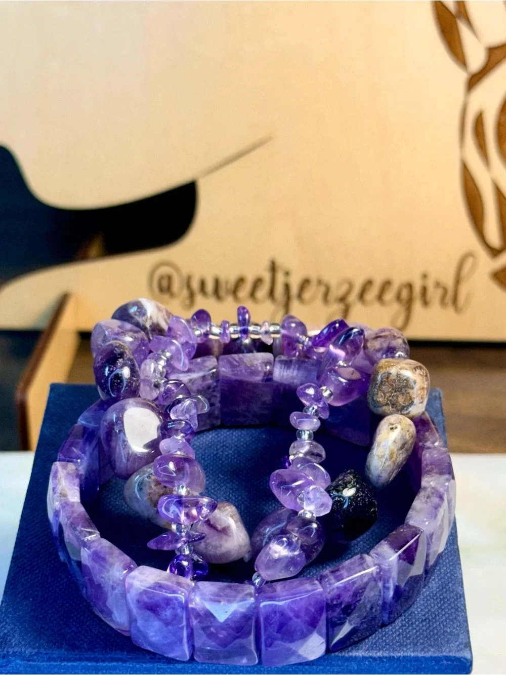 Purple Amethyst Stone of Spirituality Bracelet Stack Set